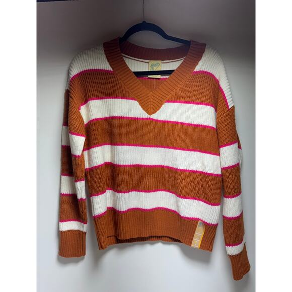 Thereabouts Kids Sweaters Sz Large 14.5/16.5P Plus V Neck Bombay Stripe New - Picture 7 of 11